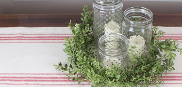 Grain Sack Cream & Red Table Runner 72 In T7074010 - The Fox Decor
